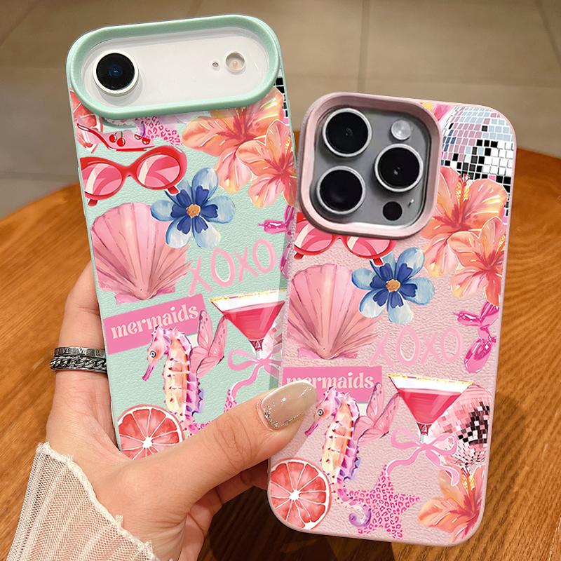 Розовый Чехол с Мультяшным Цветочным Рисунком для iPhone 17 Pro Max iPhone 16 Pro Max 15 14 13 12 11 16E Air Роскошная Силиконовая Крышка с Текстурой Кожи