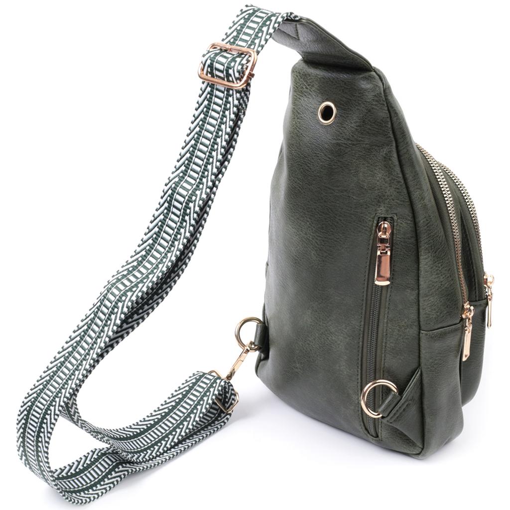Удобная женская сумка с одной лямкой через плечо из экокожи VINTAGE Bag 22756 Зеленый