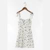 YPFF Summer French-Style Petite High Waist Floral Camisole Dress with Tie Shoulders