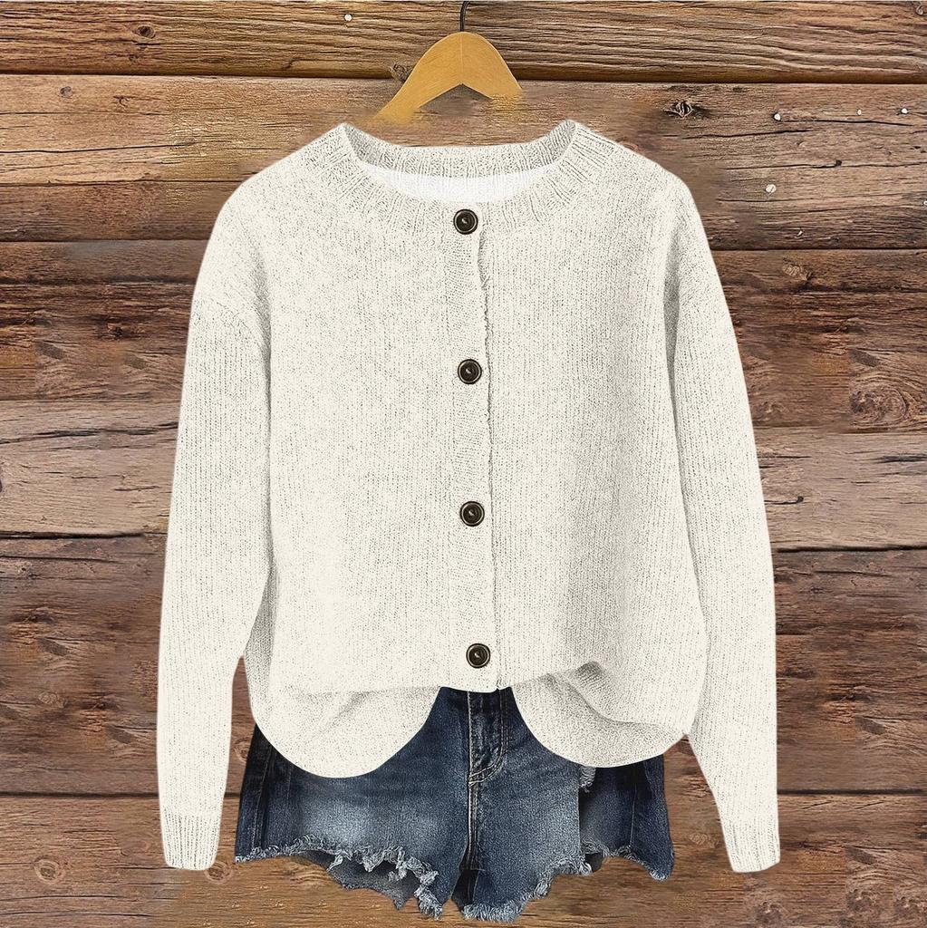 Женский винтажный вязаный кардиган на пуговицах