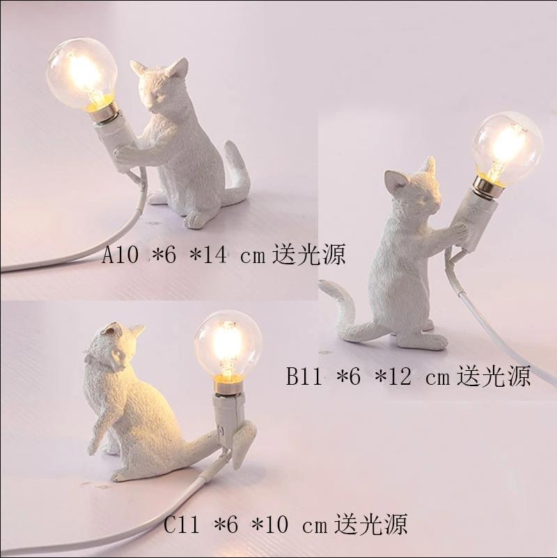 Animals Table Lamp Nordic Children's Bedroom Resin Cat Table Light  Bar Table Light Home Decor Night Light Lighting Fixtures