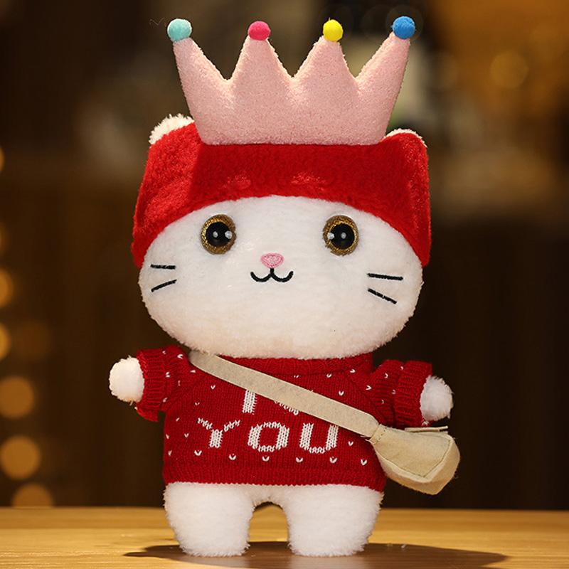 30 см Кафе Кот Маленькие Кошки Милая Подушка Плюшевая Игрушка Мягкая Кукла В Очках и Одежде Мультяшная Милая Игрушка
