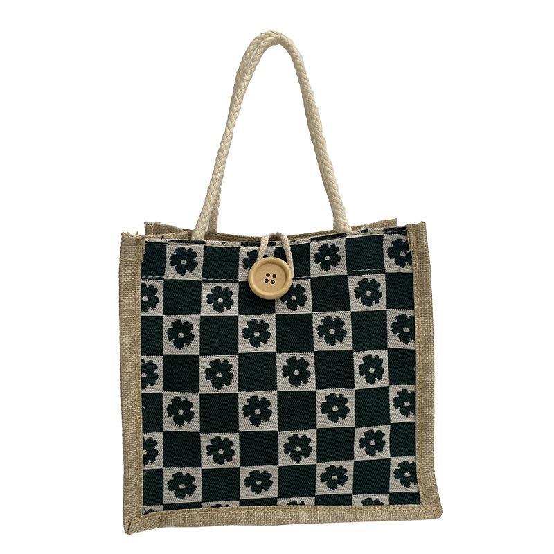 Женская сумка Flower Tide Network Red Fashion Button Портативная простая сумка Bento Маленькая холщовая сумка Цветочная сумка