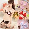 Women's Sexy Lace Open Crotch Thongs G-string Top Underwear Bra Set Sleepwear