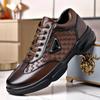 Мужские легкие дышащие кожаные низкие кроссовки - Осенняя деловая повседневная обувь на шнуровке