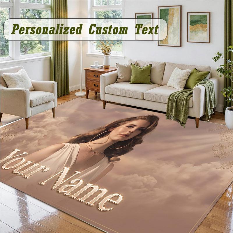 Crystal Velvet Square Rug Custom NameLana Del Rey Pattern Non Slip Home Floor Decor Rug