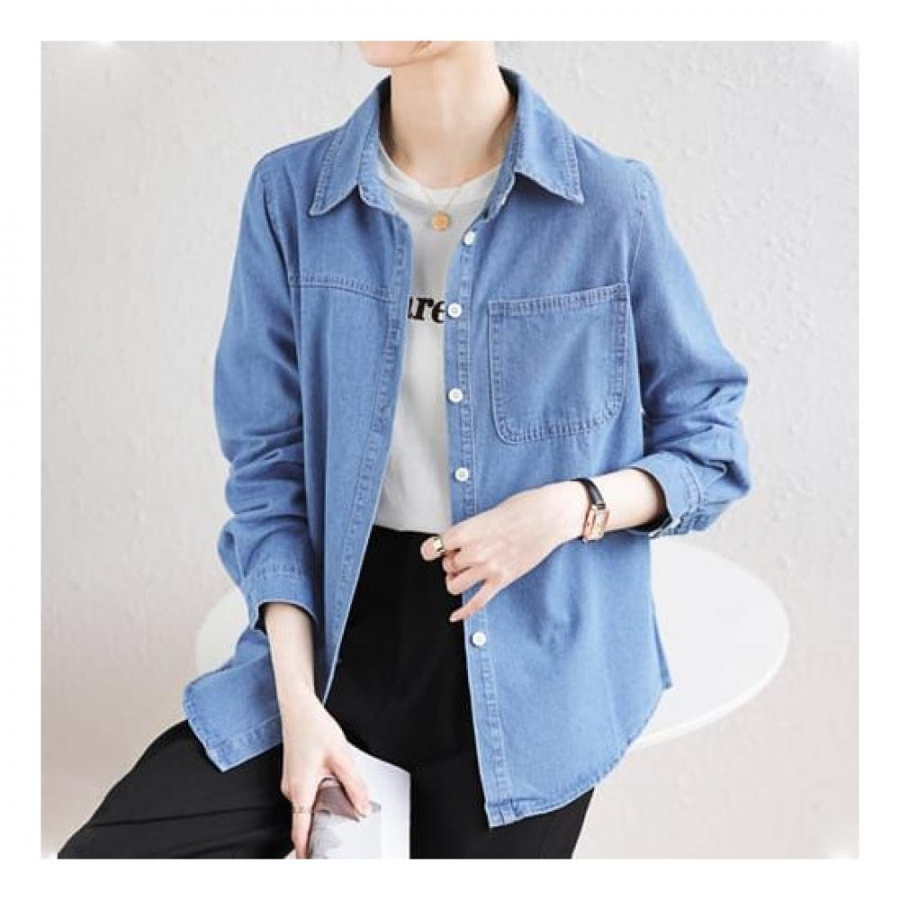 Navava Casual Retro Long Sleeve Denim Shirt Nb1809