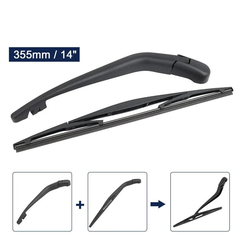 355mm 14" Rear Window Windshield Wiper Blade Arm Set for 09-14 Honda Fit Jazz MK2 Car Back Wiper Blade Arm