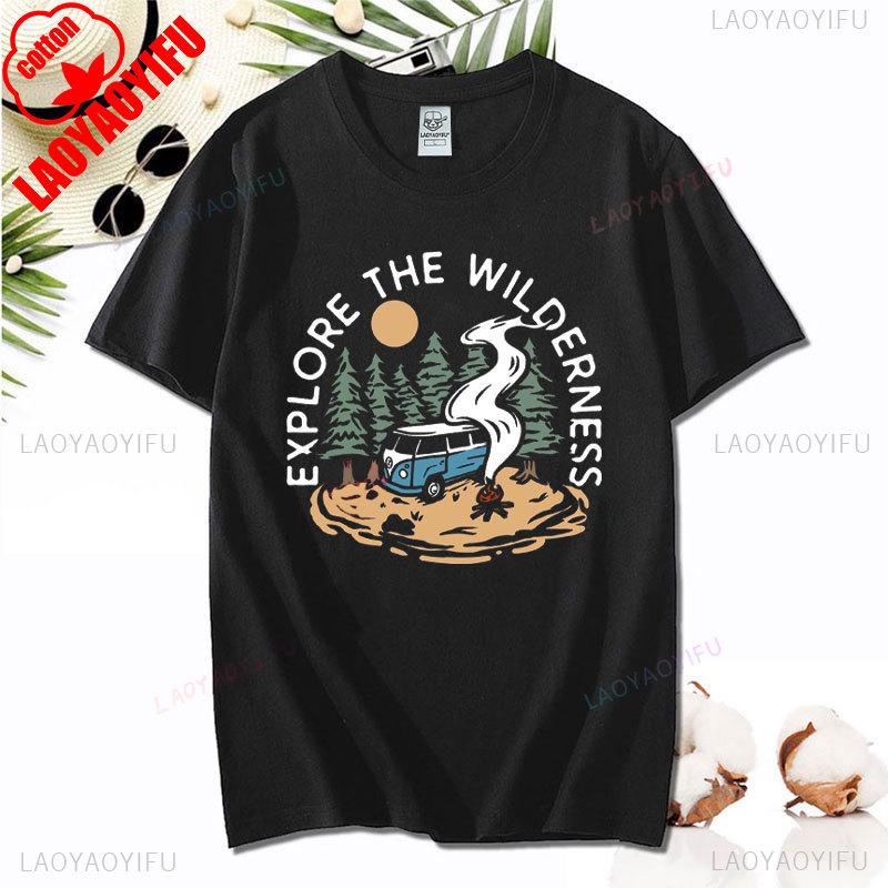 Love Camping I Hate People Vintage Funny TShirt Unisex Tees Camping Hiking Short Sleeve Tops Camper Gift Cotton ONeck TShirt