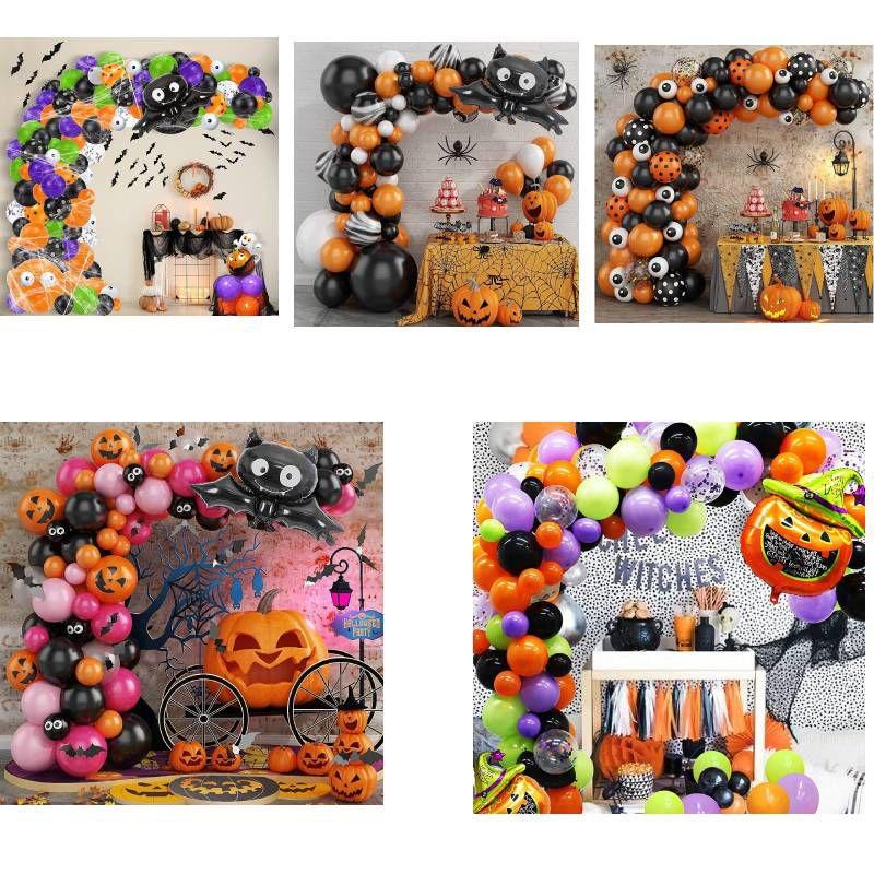 Разноцветный набор арки из воздушных шаров на Хэллоуин для украшения детской вечеринки по случаю дня рождения