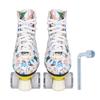 Double Row 4 Wheel Roller Skates White Graffiti Roller Skates Skating Shoes for Kids and Adults 36