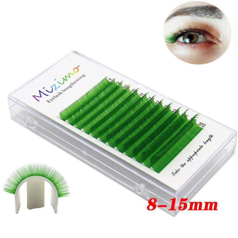 12 Rows Green Color Grafted False Eyelashes, Naturally Soft and Prolonged, Dramatic Eyelashes, Makeup Tools