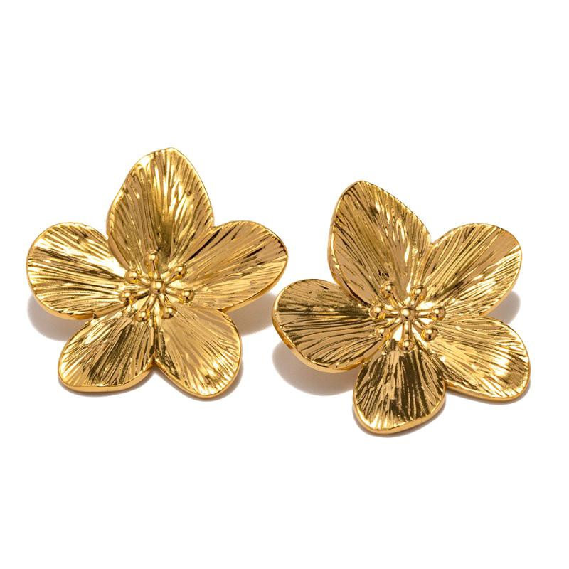 1Pair Vintage Exaggerated Flower Metal Stud Earrings For Women Girls Simple Geometric Big Earrings Fashion Party Jewelry Gifts