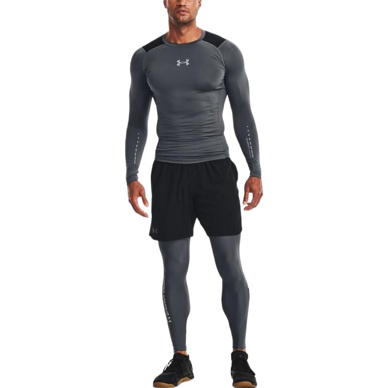 Under Armour Футболка Heat Gear Series с логотипом и круглым вырезом, с длинным рукавом, компрессионная, мужская, серая 1370661-012