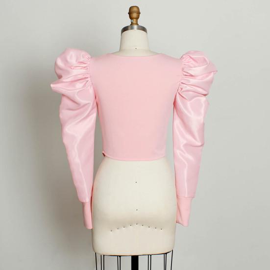 Женская блузка повседневная пэчворк рукав-буф, женская весенне-летняя облегающая блузка для вечеринки