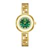 Yalalusi Luxury Emerald Green Ladies Wristwatch Geometric Gold Bracelet Crystal Dress Watch For Gift