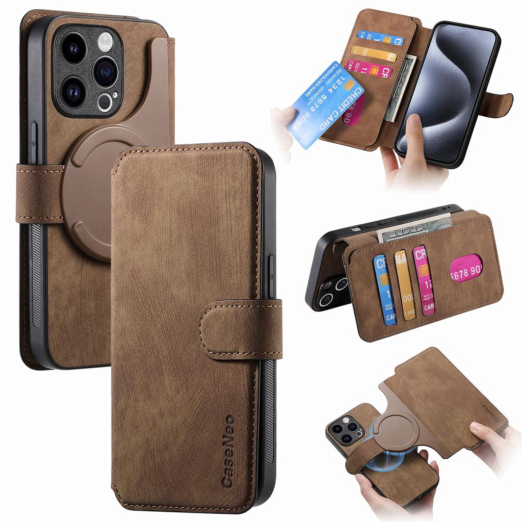 CASENEO MW-03 For iPhone 13 Pro Max Case with Detachable Wallet Leather+TPU Phone Cover