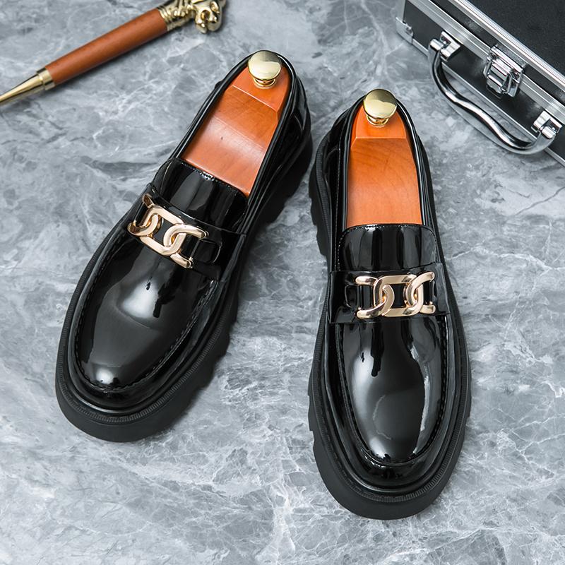 Модные мужские кожаные повседневные туфли с толстой подошвой, мужские туфли без застежек, роскошные брендовые мужские удобные офисные туфли, нескользящие мокасины