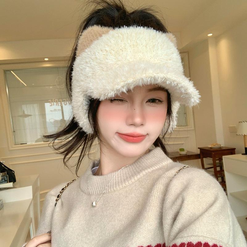 Осенне-зимние шапки, женские наушники, большая тулья, маленькое лицо, пустая кепка, флисовая и утолщенная теплая шапка.