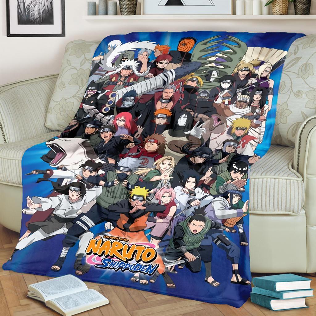 Anime-Naruto Print Blanket Warm Comfortable Flannel Blanket for Bedrooms, Sofas, Beds, Chairs, Picnics, Travel -LXR74
