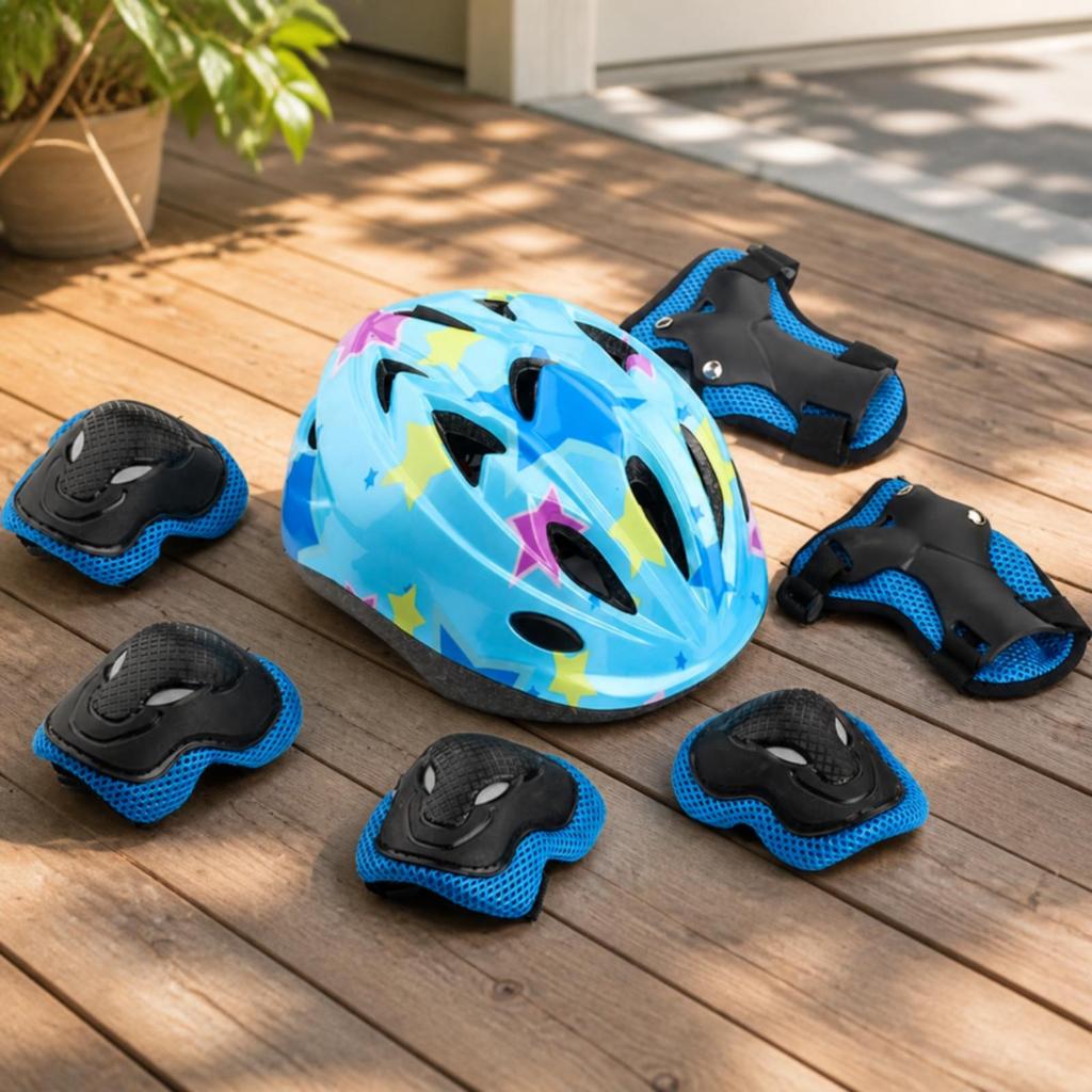 Ventilated Helmet with Knee Elbow Wrist Protectors AllAround Roller Skating ImpactResistant Gear Kit