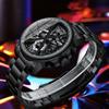 Luxury Men Black Calendar Watches Fashion Men Stainless Steel Quartz Watch Mens Business Chronograph Waterproof Wrist Watch