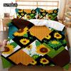Sunflower Duvet Cover Set Yellow Flower Bedding Set Sunflower Botanical Floral Garden Bloom Print On Black Polyester Quilt Cover