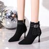 Stiletto Thin Heel Pointed Toe Faux Leather Zipper Sexy Boots Ankle Women Boot