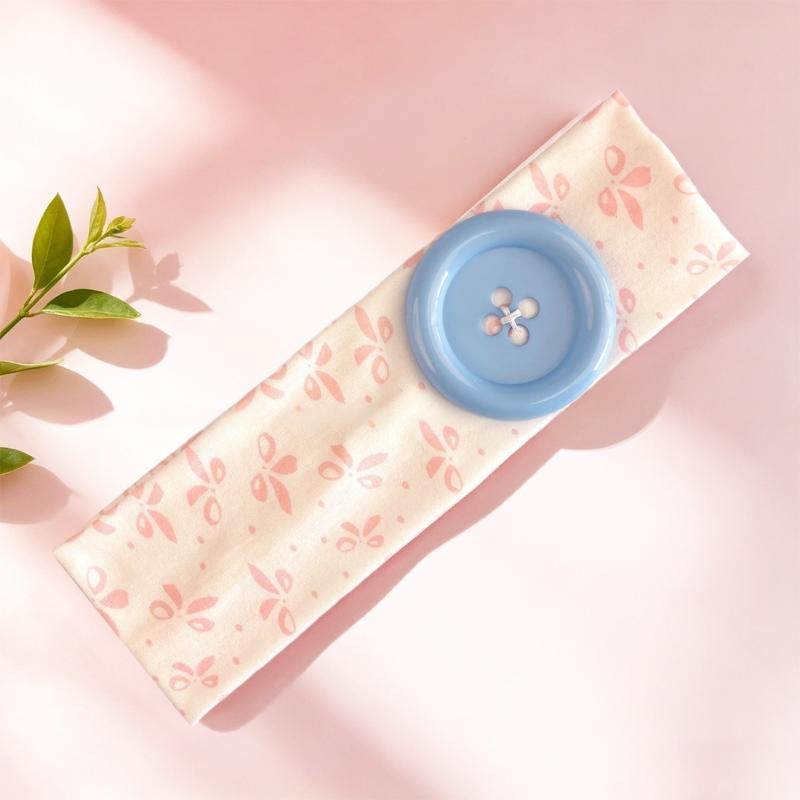 Retro Ins Style Cute Print Button Headband Fashion Women Y2K Sweet Cool Hair Accessories Cute Sweet Dating Hair Band