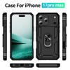 Armor Shockproof Phone Case For iPhone 17 Pro Max Air 16 15 14 13 12 11 Magnetic Metal Ring Holder TPU Frame Plastic Back Cover