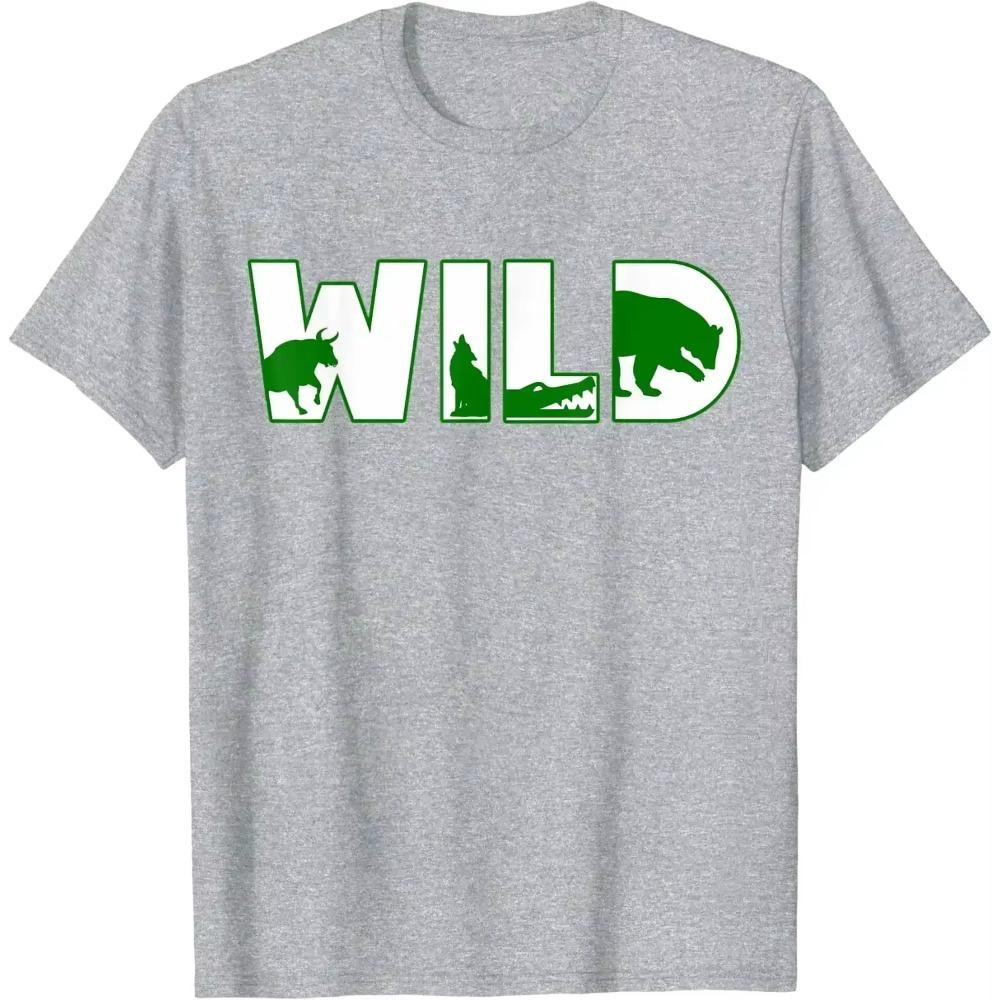 Футболка Wild Animal Lover Green Animal Print, свободная футболка, мужская одежда, повседневная, из хлопка, на каждый день, на все времена года, Харадзюку