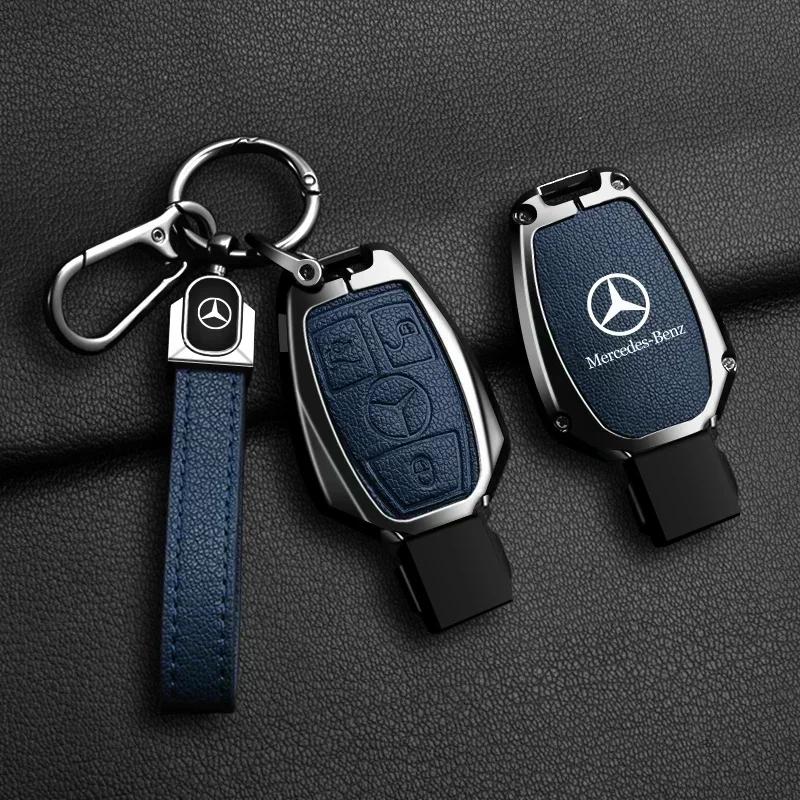 ESU5 Zinc Alloy Leather Car Key Case Cover Holder Shell Protector For Mercedes Benz A B C S Class AMG GLA CLA GLC W176 W221 W204 W205