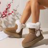 Women Snow Boots  Anti-Slip Wear-Resistant Plush Boots Women Winter New Round Toe Bow Platform Shoes for Women Zapatos De Mujer