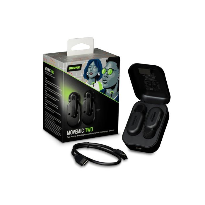 Microphone Cravate Sans Fil - SHURE - MV TWO Z6 - 2 Micros - Direct-to-phone - 8h Autonomie