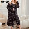 Satin Plus Size Pajamas Women's Light Luxury Cool Feeling Robe Bathrobe Two-piece Loungewear