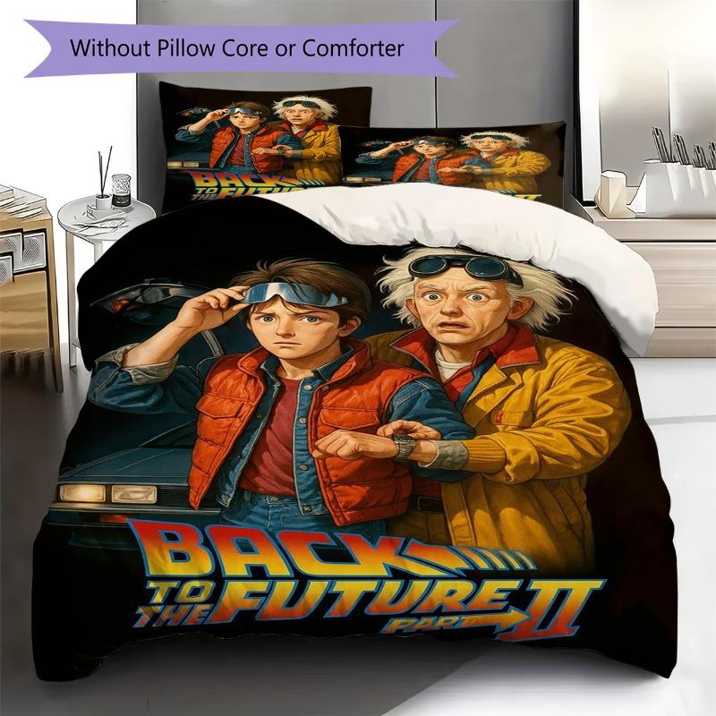 Back To The Future 2 Movie Poster Print 3‑Pieces Duvet Cover Set Film Bedding Without Pillow Core Comforter Bedroom Home Decor