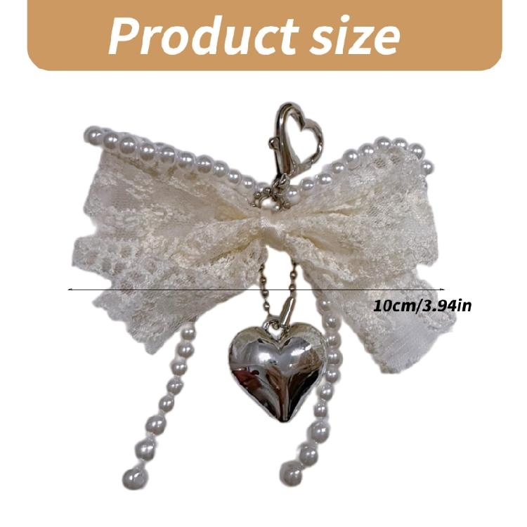 Ключница с жемчугом и бантом Элегантная ключница с бантом и жемчугом Цветной кулон-бант для сумок и телефонов