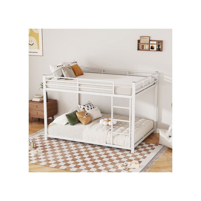 Lit superposé - MUVOE - 140x200 cm - Métal - Blanc - 2 places