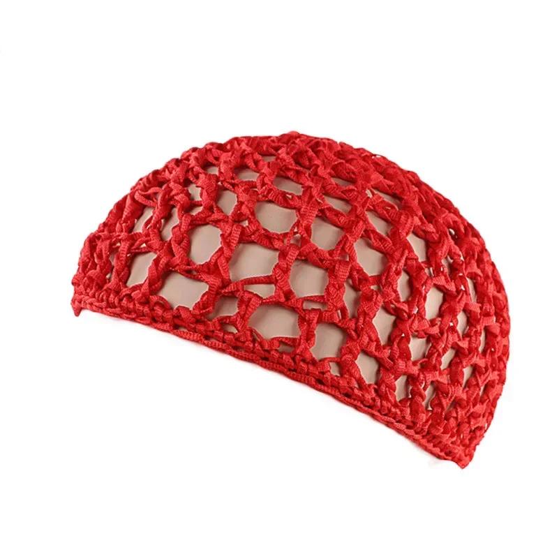 1pc Mesh Crochet Beanies Hat,Solid Color Crocheted Thick Short Hair Net Caps for Night Sleeping Hair Accessories,beach,bathing