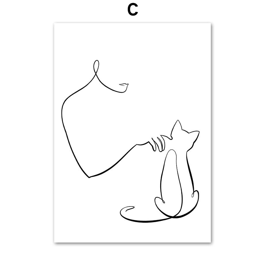 Абстрактные линии рисунка, женский цветок, минимализм, настенная живопись на холсте, постеры на скандинавскую тему и принты, картинки для декора гостиной