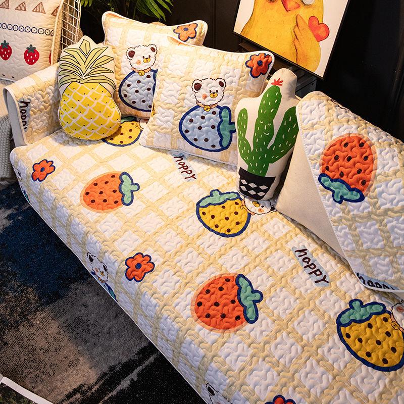 Полностью хлопковая диванная подушка, всесезонная универсальная ткань, противоскользящая ткань из чистого хлопка, скандинавский минимализм, спинка «Благородная принцесса», чехол для полотенца, милый мультфильм