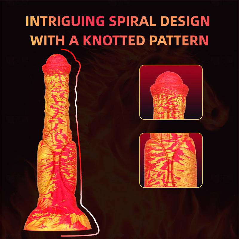 Eggless Horse Cock Mixed Color Liquid Silicone Dildo Female with Oversized Backyard Expansion Anal Masturbator