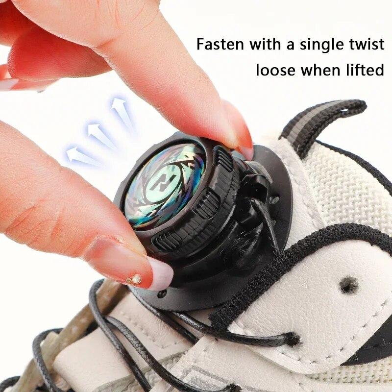 No Tie Shoe Laces Rotating Metal Wire Swivel Automatic Buckle Rope Sneaker Shoelaces for Kids/Adult Quick Lock Shoestrings 1Pair