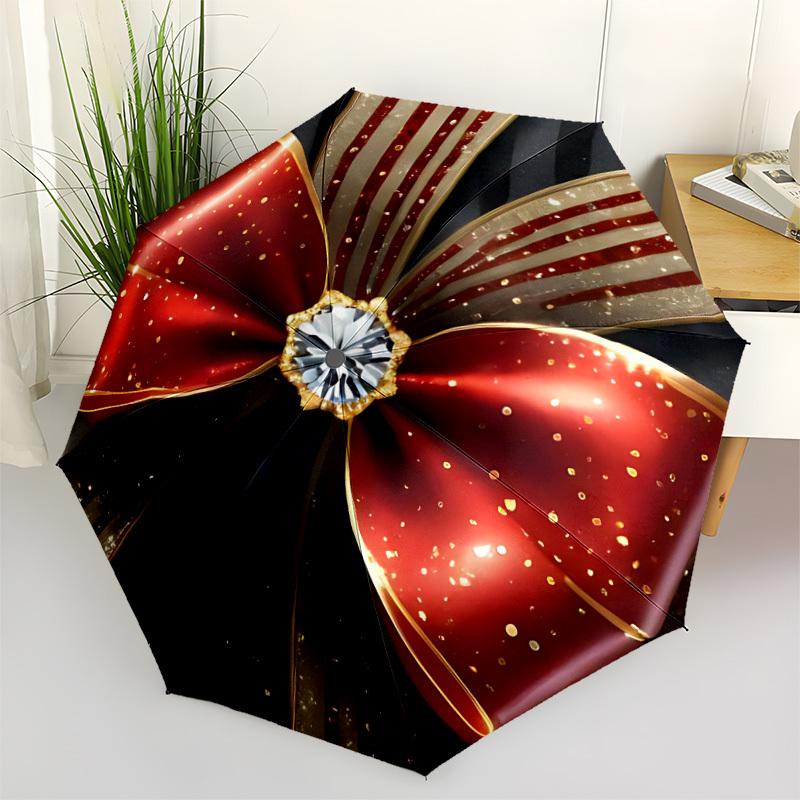 1pc Bowtie Diamond Automatic Folding Umbrella, 8-Rib Iron Frame, Casual Outdoor Accessory for Birthday Festival Gifts yy251128183