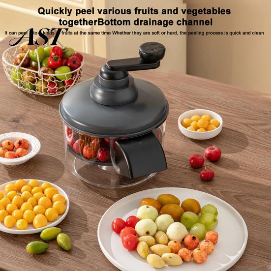 Manual Fruit Skin Remover Hand-cranked Peeler Machine, Stainless Steel Five-blade Design, Batch Peeling Machine Tool for Cherry Tomatoes Grapes