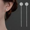 Настоящее серебро 925 пробы 5/7 мм Круглый циркон Короткая кисточка Гвоздики Серьги Для женщин Классические Изящные украшения Легкая роскошь Аксессуары
