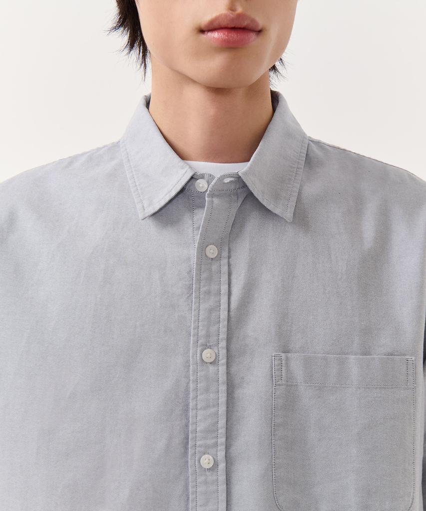 MUSINSA STANDARD Relaxed Oxford Short Sleeve Shirt [Grey]