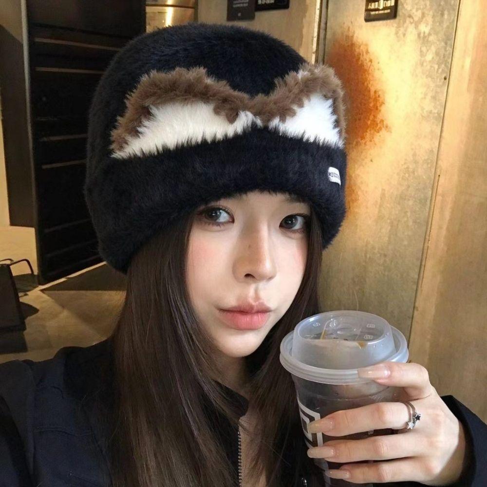 Thick Warm Plush Fleece Lined Hat Face Slimming Small Ear Earflaps Beanie Winter