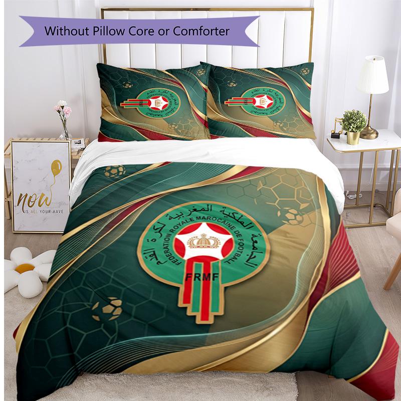 Morocco Football Printed Bedding 3 Piece Set Cozy Breathable Bed Cover Set as Housewarming Holiday Gift