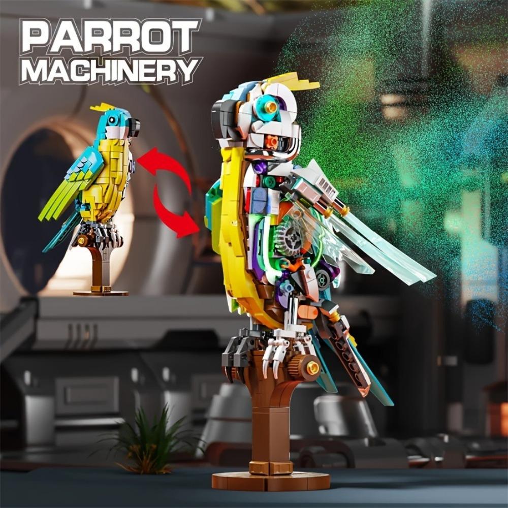 Креативный механический конструктор из акул, попугаев и богомолов, модель морской жизни с подсветкой для подростков, подарок на Рождество или день рождения для малышей